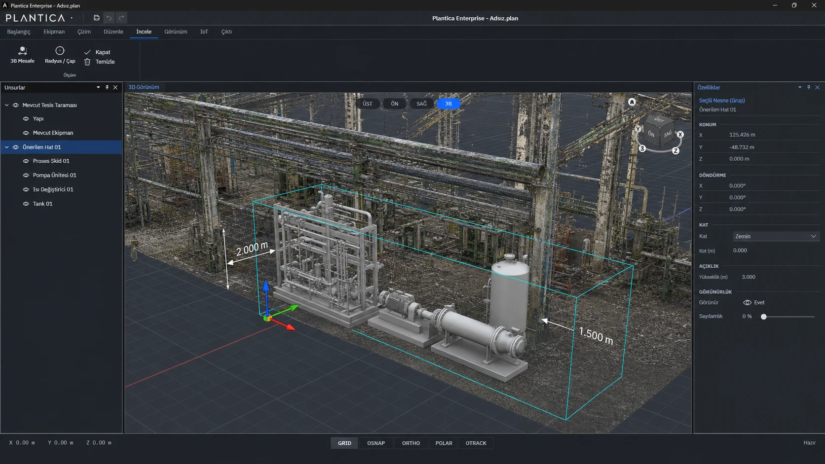 Plantica interface combining facility reality and coordinated industrial CAD